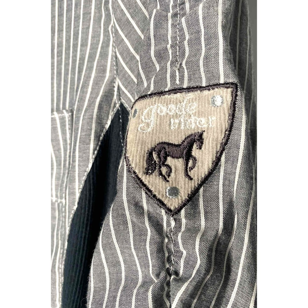 Goode Rider Size small Women's long sleeve Shirt Navy striped Equestrian cowgirl - Picture 6 of 10